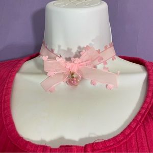 Adorable Pink Bow Choker